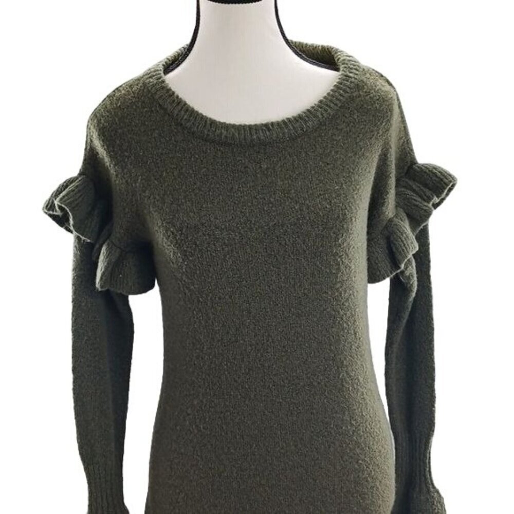 Romeo & Juliet Couture Sweater Dress Fuzzy Bodycon Ruffle Long Sleeve Size M - Picture 3 of 7